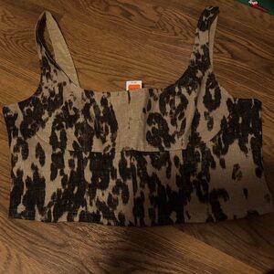 Banana Republic Leopard Print Crop Top - Black and Tan